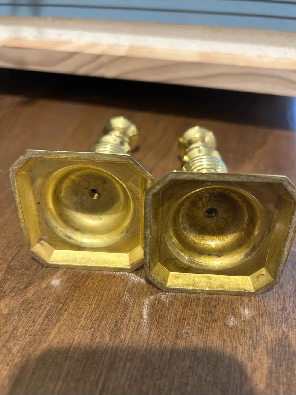 Vintage Solid Brass Candlestick Holders Pair • 4” Taper Candle Holders